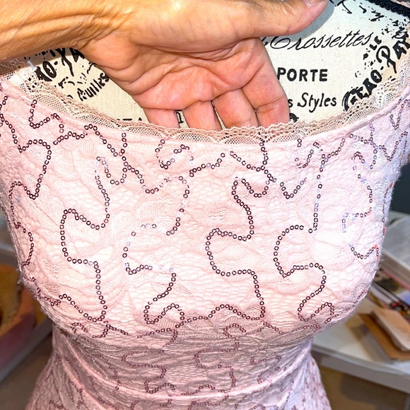 Pastel Pink Sequin Party Dress - Picture 5 of 12